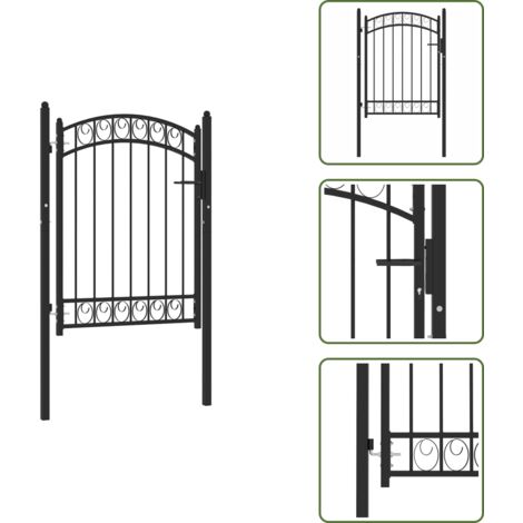 Cancello da giardino - vidaXL Cancello per recinzione Emmen con parte superiore ad arco in acciaio 100x98,5 cm Nero - Cancello per patio