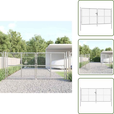 Cancello da patio - vidaXL Cancello da Giardino in Rete Argento 300x125 cm in Acciaio Zincato - Cancello da terrazza