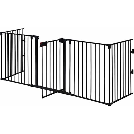 Nero//Bianco 380x74,5 cm Goplus Recinto Ferro di 6 Pannelli Nero Barriera per Animali Domastici,da Casa e Giardino