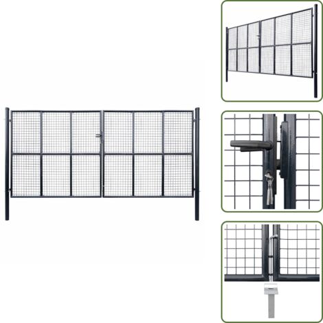 Cancello grigio - vidaXL Cancello da Giardino in Rete di Acciaio Zincato 400x200 cm Grigio - Cancello per patio