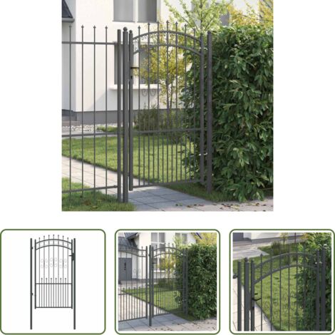 Cancello in acciaio -  Cancello con Punta a Lancia Grigio 103 x 175 cm Acciaio