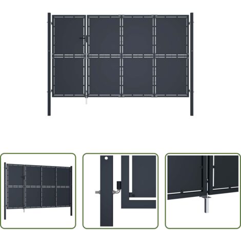 Cancello in acciaio -  Cancello da Giardino in Acciaio 350x150 cm Antracite