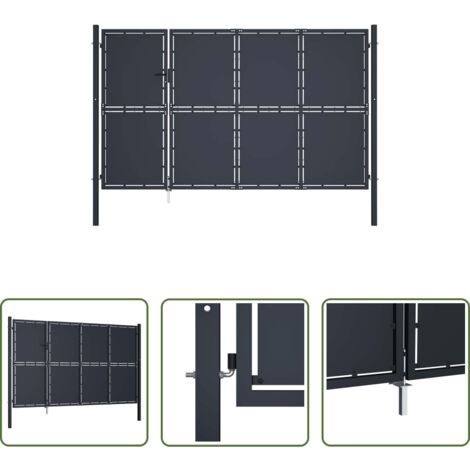 Cancello in acciaio -  Cancello da Giardino in Acciaio 350x175 cm Antracite