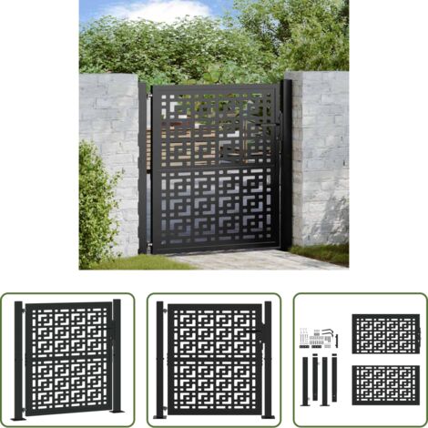 Cancello in acciaio - Cancello da giardino nero 100x100 cm in acciaio con design a croce