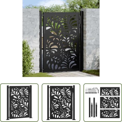 Cancello in acciaio -  Cancello da giardino nero 100x125 cm in acciaio design ondulato