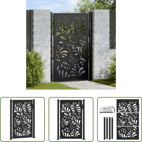 Cancello in acciaio -  Cancello da giardino nero 100x150 cm in acciaio design ondulato
