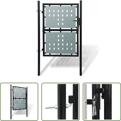 Cancello in acciaio -  Cancello per Recinzione a una Porta Nero 100x150 cm