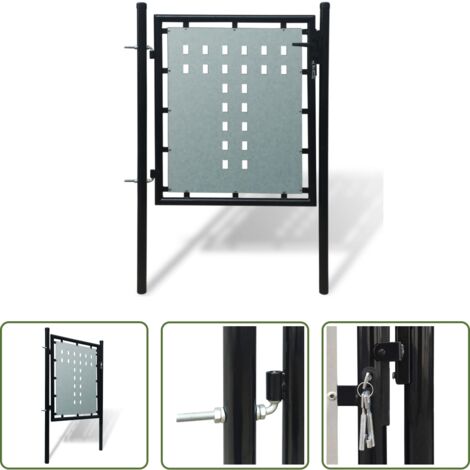 Cancello in acciaio -  Cancello per Recinzione a una Porta Nero 100x75 cm