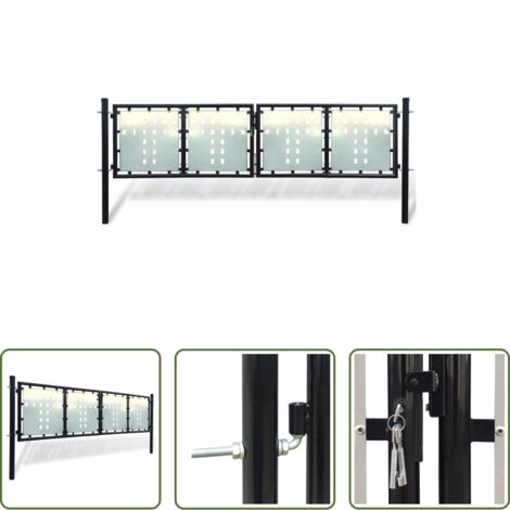 Cancello in acciaio -  Cancello per Recinzione a una Porta Nero 300x100 cm