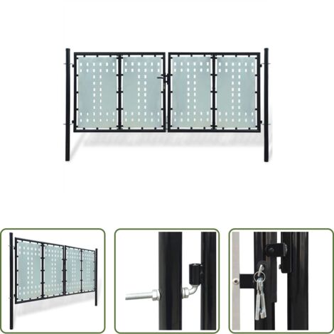 Cancello in acciaio -  Cancello per Recinzione a una Porta Nero 300x125 cm