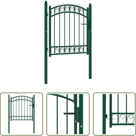 Cancello in acciaio -  Cancello per recinzione Emmen con parte superiore ad arco in acciaio 100x86 cm verde