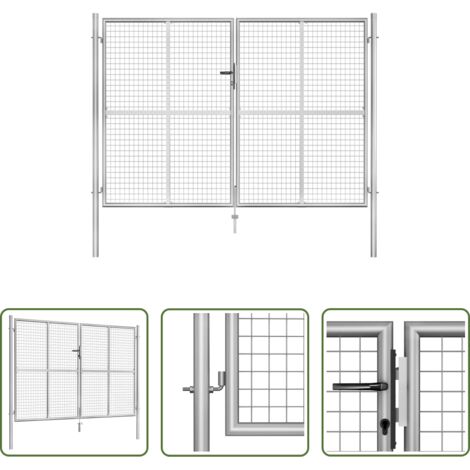 Cancello in acciaio zincato - Cancello da Giardino in Acciaio Zincato 300x175 cm Argento