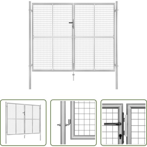 Cancello in acciaio zincato - Cancello da Giardino in Acciaio Zincato 300x200 cm Argento