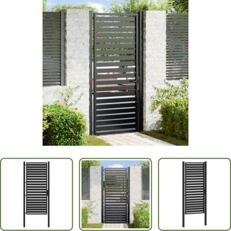 Cancello in alluminio -  Cancello da Giardino con Serratura Nero 100x200 cm in Alluminio
