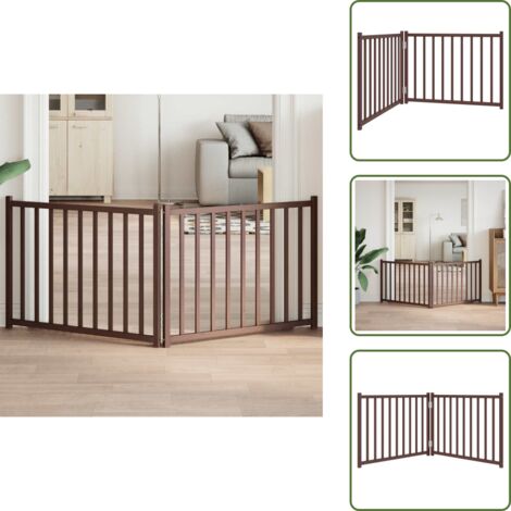 Cancello in legno - vidaXL Cancello Cani Pieghevole 2Pannelli Marrone 160cm Massello Abete -