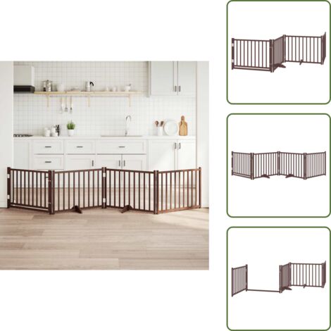 Cancello in legno - vidaXL Cancello Cani Pieghevole Marrone 4Pannelli 320cm Massello Abete - Cancello per cani marrone