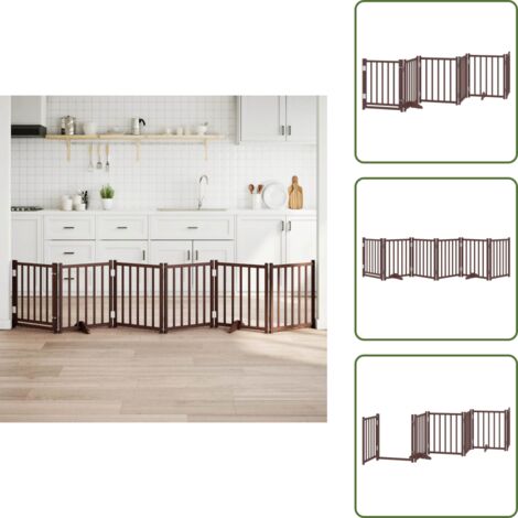 Cancello in legno - vidaXL Cancello Cani Pieghevole Marrone 6Pannelli 300cm Massello Abete - Cancello per cani marrone