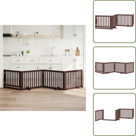 Cancello in legno - vidaXL Cancello Cani Porta Pieghevole Marrone 4 Pannelli 320cm Pioppo - Cancello per cani marrone
