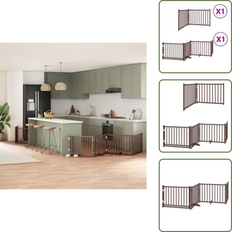 Cancello in legno - vidaXL Cancello Cani Porta Pieghevole Marrone 6 Pannelli 480cm Pioppo - Cancello per cani marrone