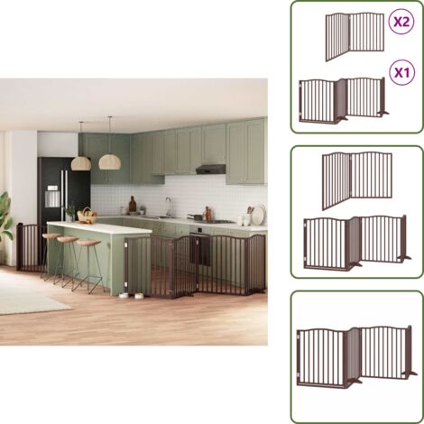 Cancello in legno - vidaXL Cancello Cani Porta Pieghevole Marrone 8 Pannelli 640cm Pioppo - Cancello per cani marrone