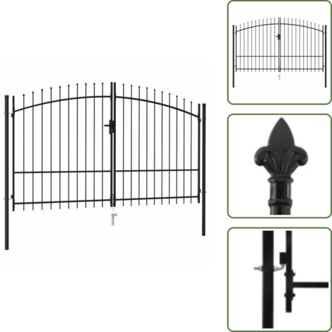 Cancello nero - vidaXL Cancello per recinzione Woerden Doppia porta con punta superiore 299,5x224,5 cm - Protezione giardino