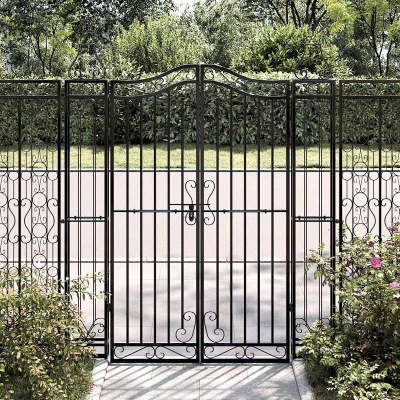 Cancello Da Giardino Nero 121x8x150 Cm In Ferro Battuto Vidaxl