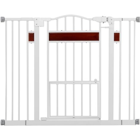 Cancello per animali domestici COSTWAY extra largo per aperture da 76 a 104 cm, cancelletto in metallo estensibile H76 cm per cani, bianco