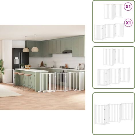 Cancello per cani in legno - vidaXL Cancello Cani Porta Pieghevole Bianco 9 Pannelli 450 cm Pioppo - Cancello per cani autoportante