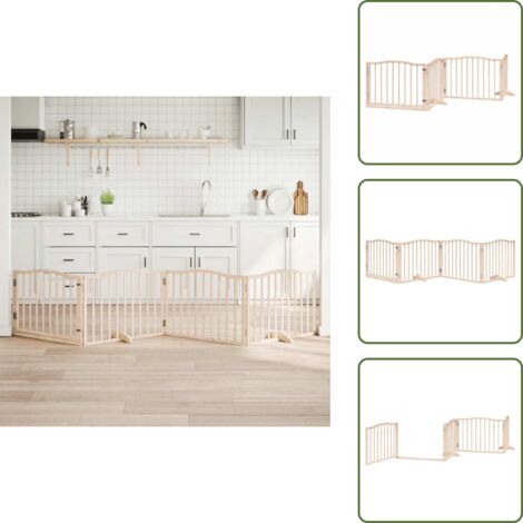 Cancello per cani in legno - vidaXL Cancello per Cani con Porta Pieghevole 4 Pannelli 320 cm Pioppo - Cancello per cani autoportante