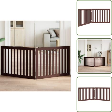 Cancello per cani marrone - vidaXL Cancello Cani Pieghevole 2 Pannelli Marrone 160cm Legno Pioppo - Cancello per cani autoportante