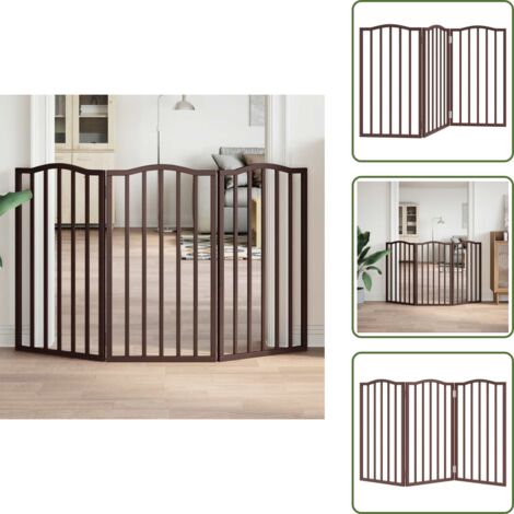 Cancello per cani marrone - vidaXL Cancello Cani Pieghevole 3 Pannelli Rovere Marrone 150cm Pioppo -