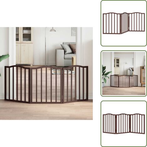 Cancello per cani marrone - vidaXL Cancello Cani Pieghevole 3 Pannelli Rovere Marrone 150cm Pioppo -