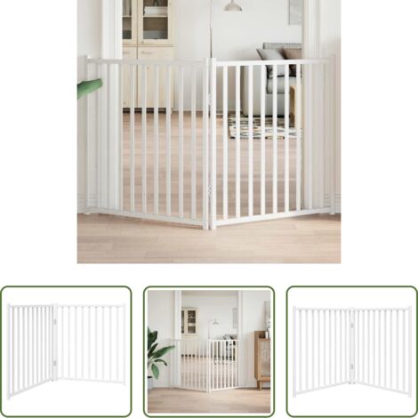 Cancello per cani pieghevole -  Cancello Cani Pieghevole 2 Pannelli Bianco 160cm Massello Abete