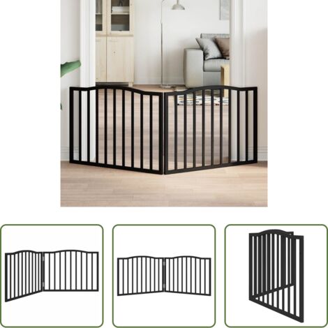 Cancello per cani pieghevole -  Cancello per Cani Pieghevole 2 Pannelli Nero 160cm Legno Pioppo