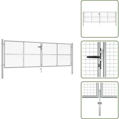 Cancello per giardino - vidaXL Cancello da Giardino in Acciaio Zincato 400x125 cm Argento - Cancello per terrazza