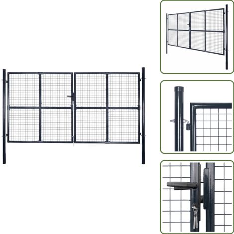 Cancello per patio - vidaXL Cancello da Giardino in Rete di Acciaio Zincato 300x175 cm Grigio - Cancello per terrazza