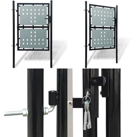 Cancello per Recinzione a una Porta Nero 100x150 cm - Cancello in acciaio - Cancello nero