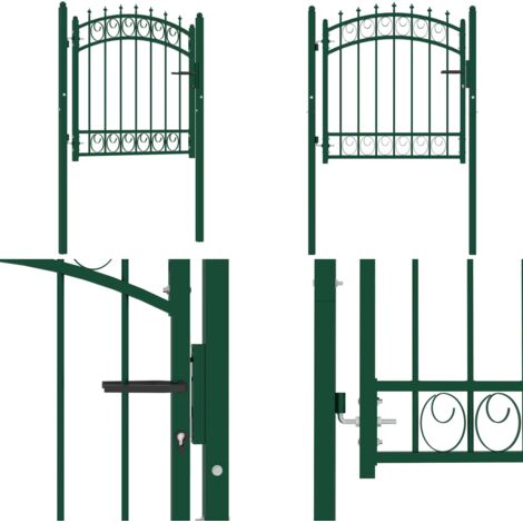 Cancello per Recinzione con Punte in Acciaio 103x97 cm Verde - Cancello da giardino - Cancello in acciaio