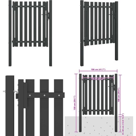 Cancello per Recinzione da Giardino in Acciaio 100x100 cm Antracite - Recinzione in acciaio - Cancello per giardino