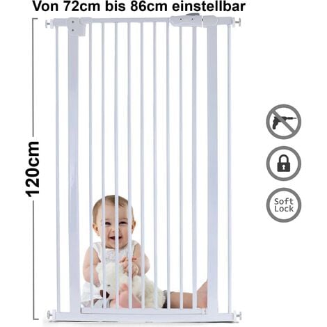 RAMROXX Cancello per scale 72-86 cm - regolabile - bianco - alto 120 cm