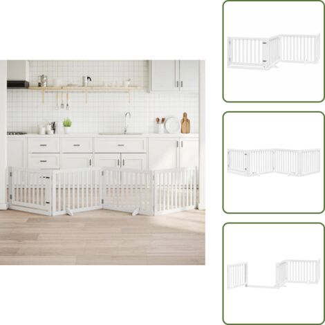 Cancello pieghevole - vidaXL Cancello Cani Porta Pieghevole Bianco 4 Pannelli 320 cm Pioppo - Cancello autoportante