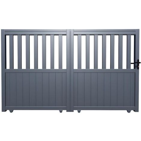 Cancello scorrevole in kit L343 x H140 cm Alluminio traforato Antracite - TARNOS II