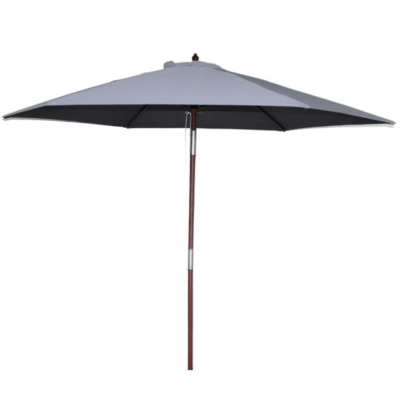 Concept-usine - cancun - Parasol circulaire inclinable 3m gris mât en bois