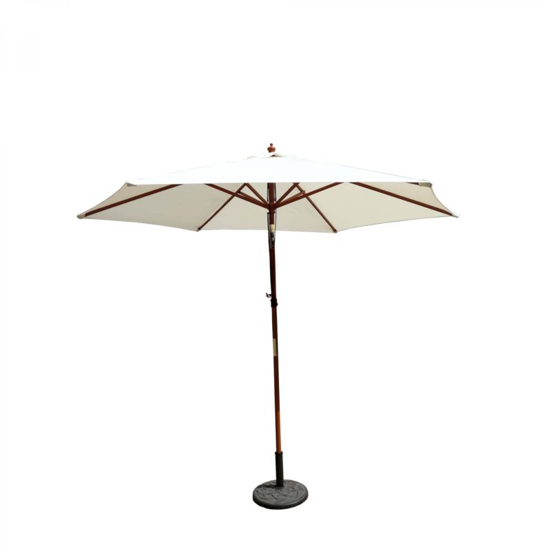 Cancún écru : Parasol bois Ø 300cm inclinable