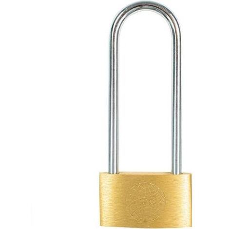 Candado arco largo de laton macizo con llave 60 mm Dorado