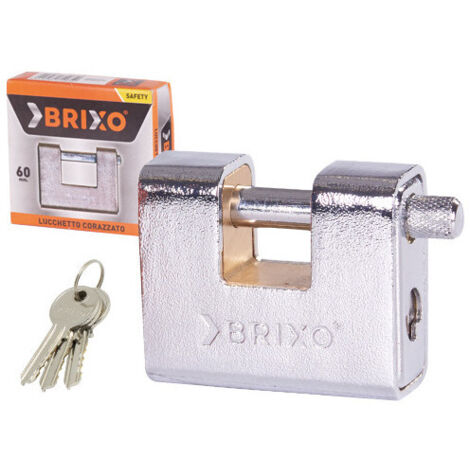 Candado blindado de 90 mm latón/acero antirrobo 3 llaves - Brixo Top