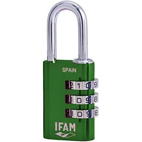Candado col combi30 verde 30mm. arco ø5mm. con combinación. ifam