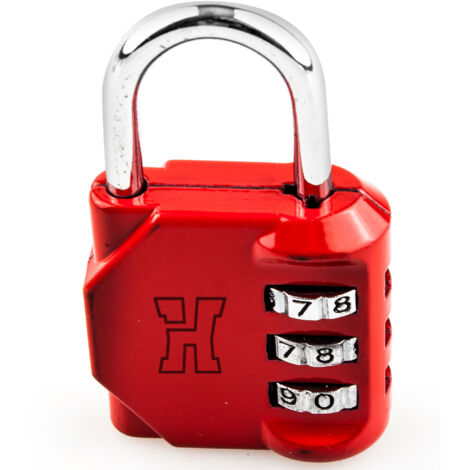 Candado combinación handlock 3 números 30mm rojo
