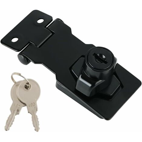 Candado con llave, apto para cajones, muebles y buzones, 8 cm, negro.