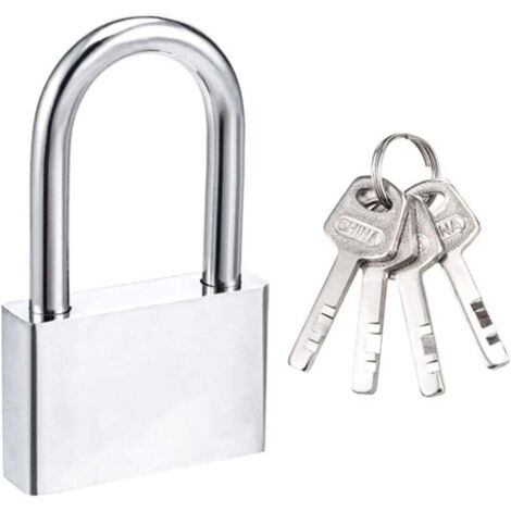 Candado de 50 mm con 4 llaves, caja de acero endurecido, arco largo de 8 mm de diámetro, candado impermeable para exteriores.